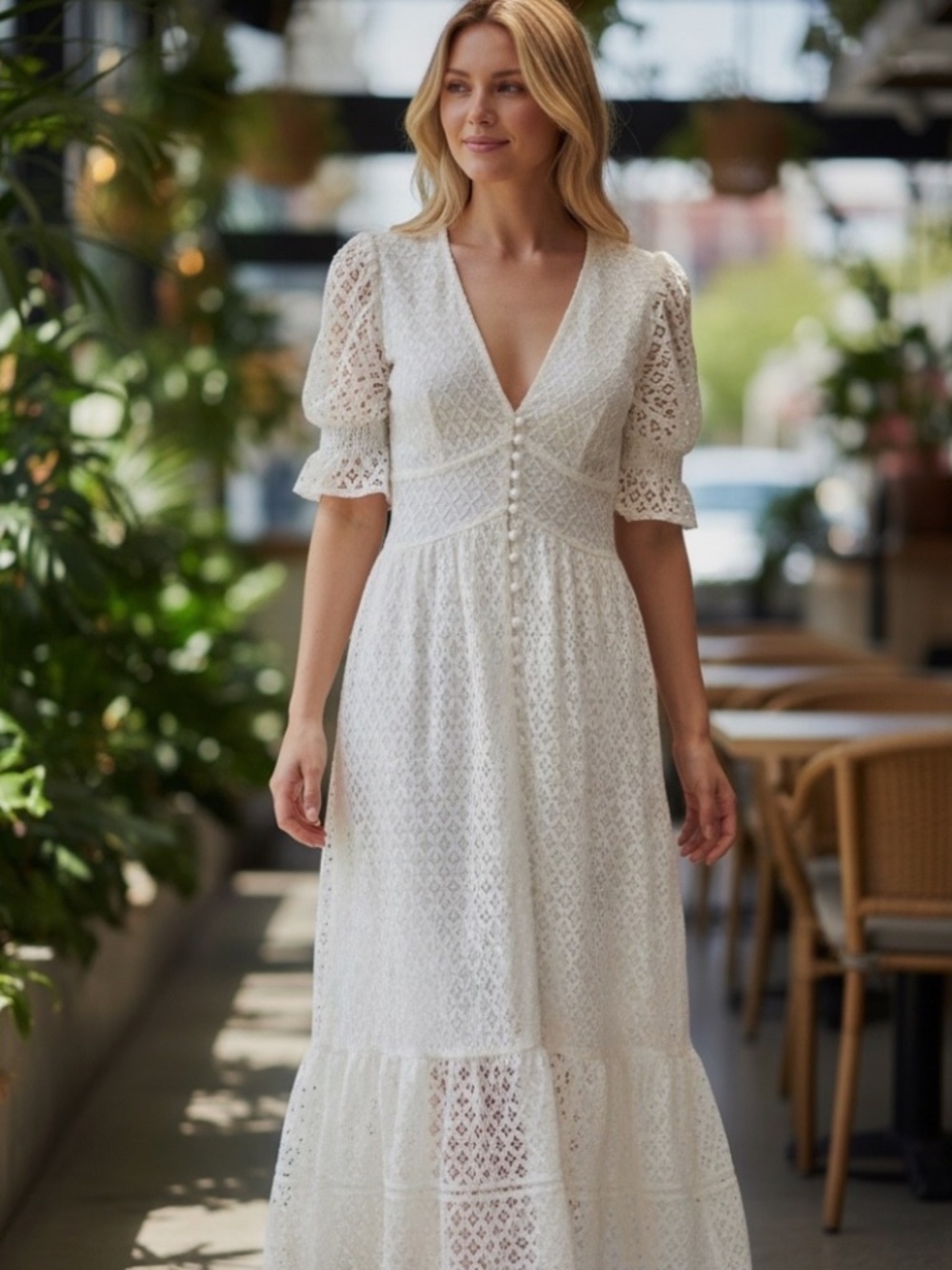 Vici Dolls Maxi Dress Vici Collection lined Crochet lace Cream